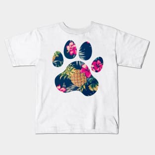 Navy Pineapple Paw Print Kids T-Shirt